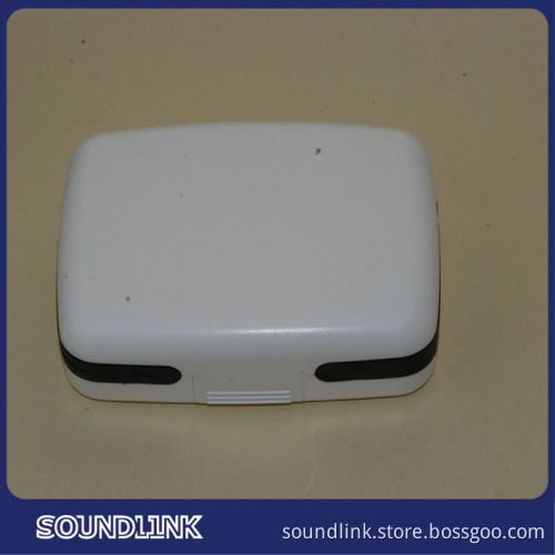 White OEM plastic container for hearing aid